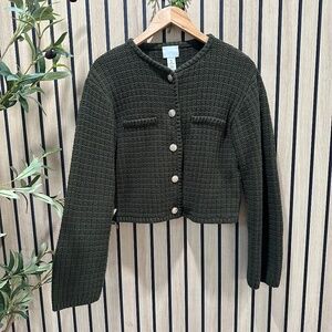 H&M Chunky Knit Button-Up Sweater Jacket - Gold Buttons